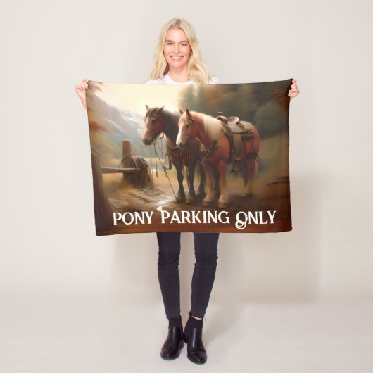 Angespannte Pferde "Pony-Parking" Fleecedecke (Beispiel)