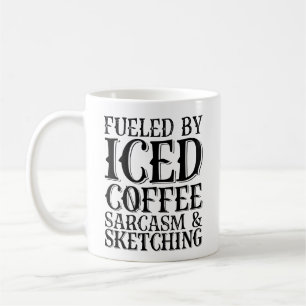 Angespornt durch eiskalten Kaffee Sarcasm und Skiz Kaffeetasse
