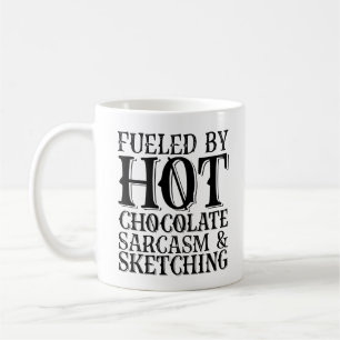 Angespornt durch scharfe Schokolade und Skizzen Kaffeetasse