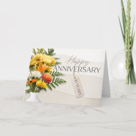 Angestellte 10 Jahre Jubiläum Neue Blume Karte (Vorderseite)