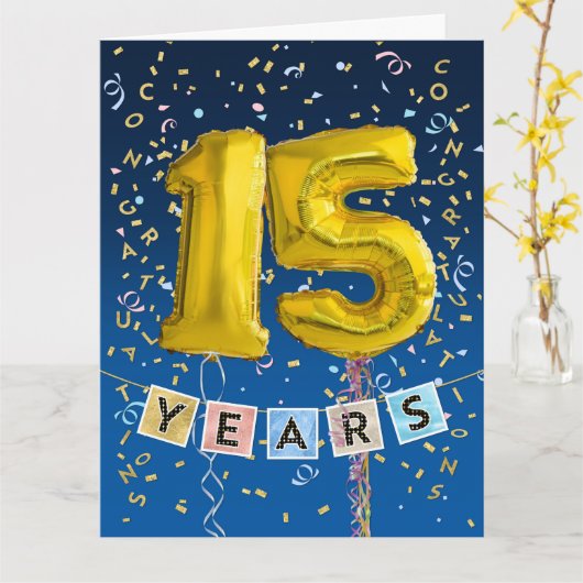 Angestellte 15-jährige Gold Ballon Card Karte (Gelbe Blume)