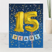 Angestellte 15-jährige Gold Ballon Card