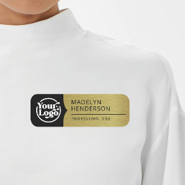 Angestellte Black Metallic Gold Logo Magnetic Namensschild