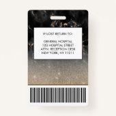 Angestellte-ID für Schwarz-Gold-Glitzer-Marmor-Fot Ausweis (Rückseite)