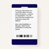 Angestellte Medizinische Foto-ID Personalisieren A Ausweis (Rückseite)