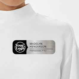 Angestellte Schwarz-Metallic-Silber-Logo Magnetic Namensschild