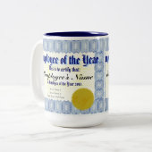 Angestellter der Jahr-Zertifikat-Tasse Zweifarbige Tasse (Vorderseite Links)