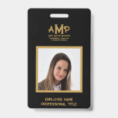 Angestellter des Logos für Schwarz-Gold-3-Buchstab Ausweis (Vorderseite)