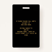 Angestellter des Logos für Schwarz-Gold-3-Buchstab Ausweis (Rückseite)
