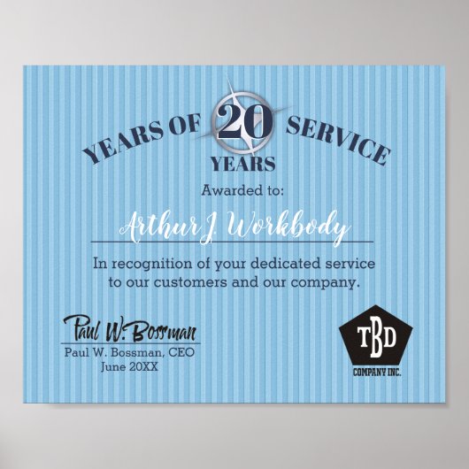 Angestellter des Monatszertifikats für die Embosse Poster (Vorne)