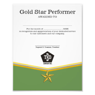 Angestelltleistungssternausführendzertifikat Fotodruck