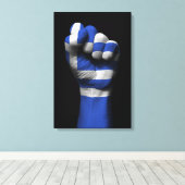 Angestiftete Faust mit griechischer Flagge Leinwanddruck (Insitu (Holzboden))