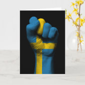 Angestiftete Faust mit schwedischer Flagge Karte (Gelbe Blume)