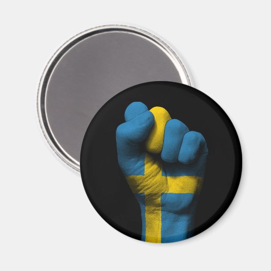 Angestiftete Faust mit schwedischer Flagge Magnet (Vorderseite/Rückseite)