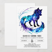 Angestrichen Simple Wolf Digital Boy Geburtstag Einladung (Vorne/Hinten)