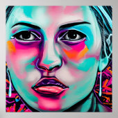 Angestrichene Frauen | AI-Frauengesicht Poster (Vorne)