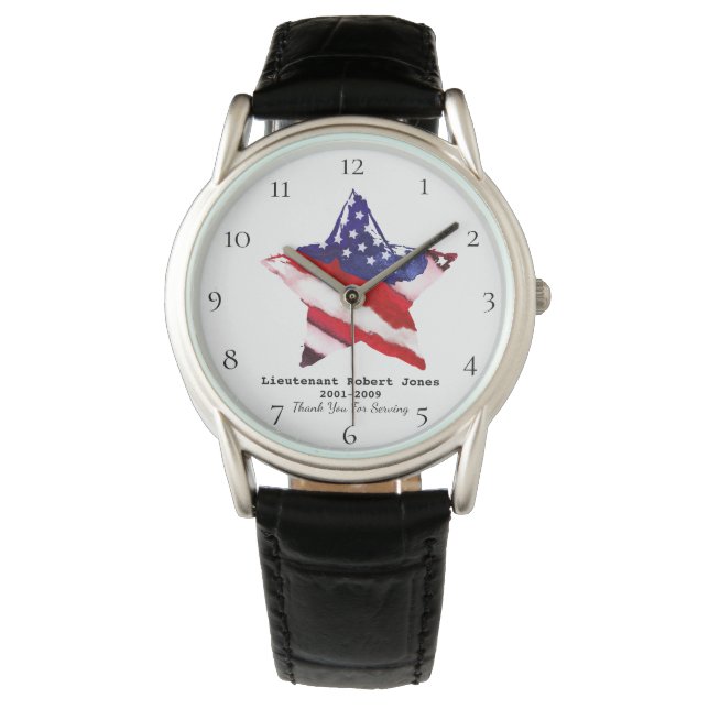 *~* Angestrichene Military Veteran Red White Blue  Armbanduhr (Vorderseite)