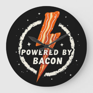 Angetrieben von Bacon Lustiger Retro-Foodie-Ästhet Große Wanduhr