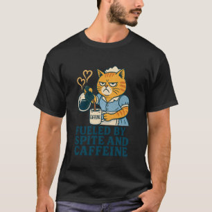 Angetrieben von Bosheit und Koffein Böse Katzen Ge T-Shirt