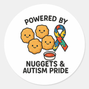 Angetrieben von Chicken Nuggets und Autismus-Stolz Runder Aufkleber