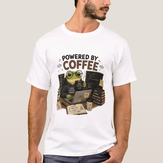 Angetrieben von Coffee Funny Programmer T-Shirt |  (Vorderseite)