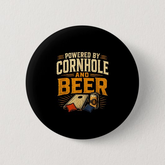 Angetrieben von Cornhole und Bier lustiger Tailgat Button (Vorderseite)