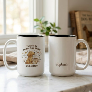 Angetrieben von Foster-Hundküssen und Kaffee Zweifarbige Tasse