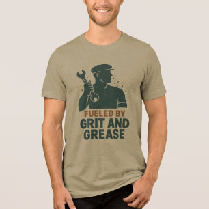 Angetrieben von Hartnäckigkeit und Schmiere – Arbe Tri-Blend Shirt