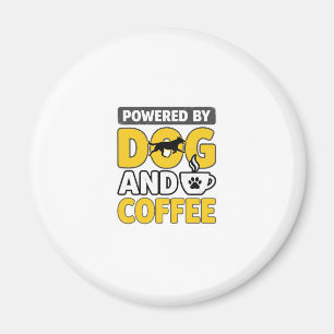 Angetrieben von Hund und Kaffee Vintage-Shirt-Desi Magnet