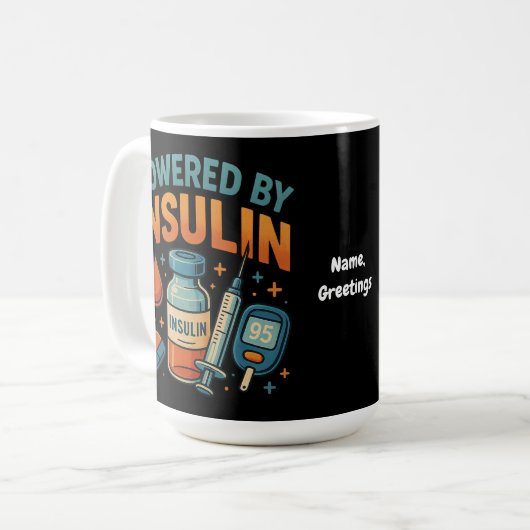 Angetrieben von Insulin Diabetes Awareness Funny Z Kaffeetasse (Vorderseite Links)