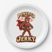 Angetrieben von Jerky Superhero Pappteller (Vorderseite)