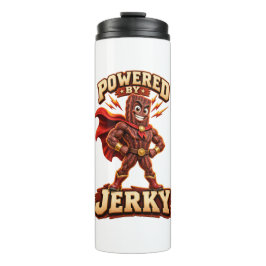 Angetrieben von Jerky Superhero Thermosbecher