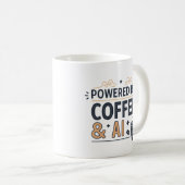 Angetrieben von Kaffee & AI Retro-Tech-Vektor Kaffeetasse (VorderseiteRechts)