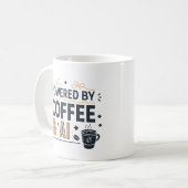 Angetrieben von Kaffee & AI Retro-Tech-Vektor Kaffeetasse (Vorderseite Links)