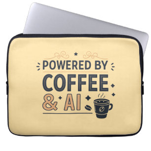 Angetrieben von Kaffee & AI Retro-Tech-Vektor Laptopschutzhülle