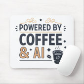 Angetrieben von Kaffee & AI Retro-Tech-Vektor Mousepad (Mit Mouse)