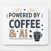 Angetrieben von Kaffee & AI Retro-Tech-Vektor Mousepad (Vorne)