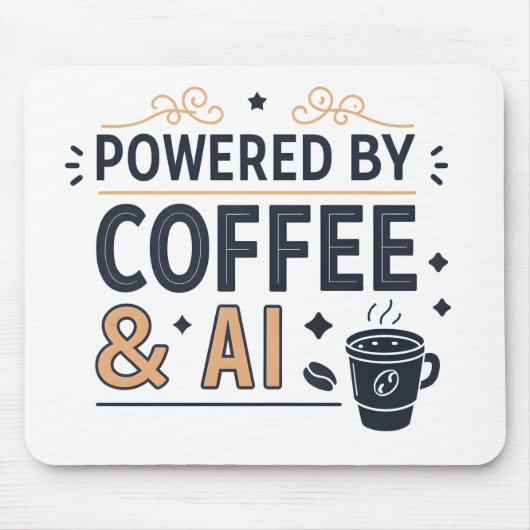 Angetrieben von Kaffee & AI Retro-Tech-Vektor Mousepad (Vorne)