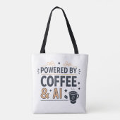 Angetrieben von Kaffee & AI Retro-Tech-Vektor Tasche (Rückseite)