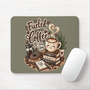 Angetrieben von Kaffee & Guter Laune – Süßer Kaffe Mousepad