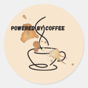 Angetrieben von Kaffee Lustiger Kaffeeliebhaber Runder Aufkleber
