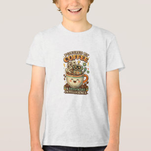 Angetrieben von Kaffee und AI Retro-Kaffee-Tech-Gr Tri-Blend Shirt