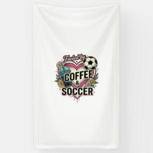 Angetrieben von Kaffee und Fußball Vintage-Shirt-D Banner