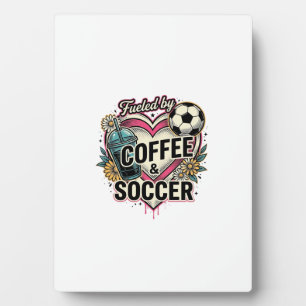 Angetrieben von Kaffee und Fußball Vintage-Shirt-D Fotoplatte