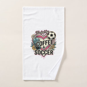 Angetrieben von Kaffee und Fußball Vintage-Shirt-D Handtuch