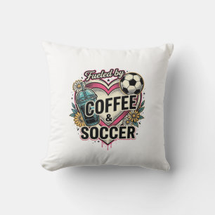 Angetrieben von Kaffee und Fußball Vintage-Shirt-D Kissen