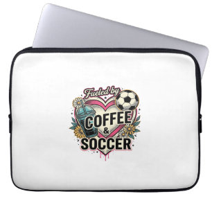 Angetrieben von Kaffee und Fußball Vintage-Shirt-D Laptopschutzhülle