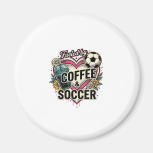 Angetrieben von Kaffee und Fußball Vintage-Shirt-D Magnet
