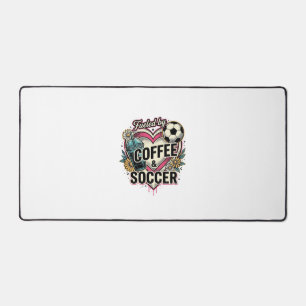 Angetrieben von Kaffee und Fußball Vintage-Shirt-D Schreibtischunterlage