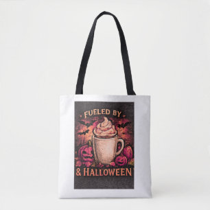 Angetrieben von Kaffee und Halloween Humor Tasche